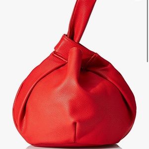 Red leather knot bag